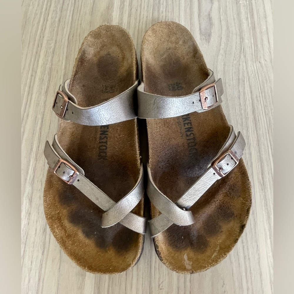 Birkenstock Silver Strappy Sandals